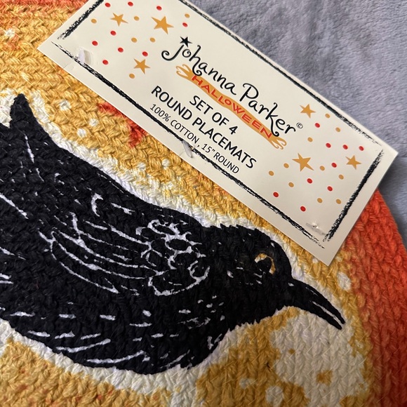 Johanna Parker Crow and Pumpkin pale place mats 🐦‍⬛ 🎃 - Picture 3 of 4